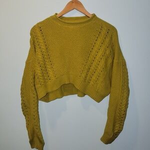 BDG Urban Outfitters‎ Mustard Yellow Slouchy Cropped Chunky Knit Sweater S